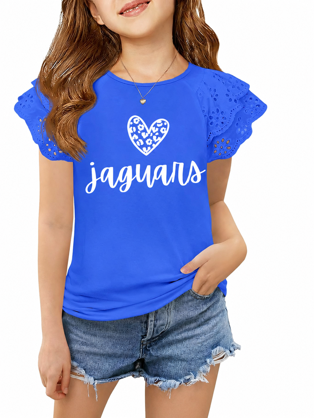 Flutter Eyelet Sleeve Girls T-Shirt